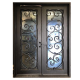 Lily 6/0x8/0 Exterior Wrought Iron Prehung Double Door