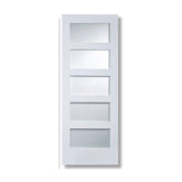 Shaker 5-Lite Frosted Glass Solid Core Primed MDF Interior Door Slab