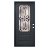Ulysses 3/0x6/8 Single Prehung Fiberglass Door in Grey