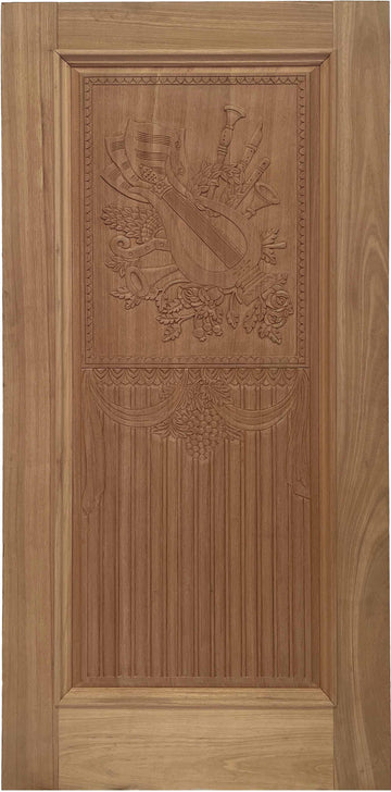 3 ft. x 6 ft. 8 in. Unfinished Mahogany Wood Exterior Door with Cornucopia Carvings