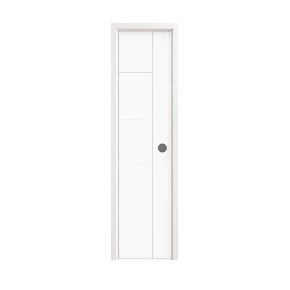 18 in. x 80 in. 1-Panel Shaker Solid Core Primed White MDF Prehung Interior Door with Black Hinges - Interior Doors