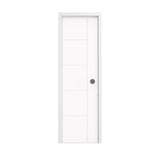 18 in. x 80 in. 1-Panel Shaker Solid Core Primed White MDF Prehung Interior Door with Black Hinges - Interior Doors