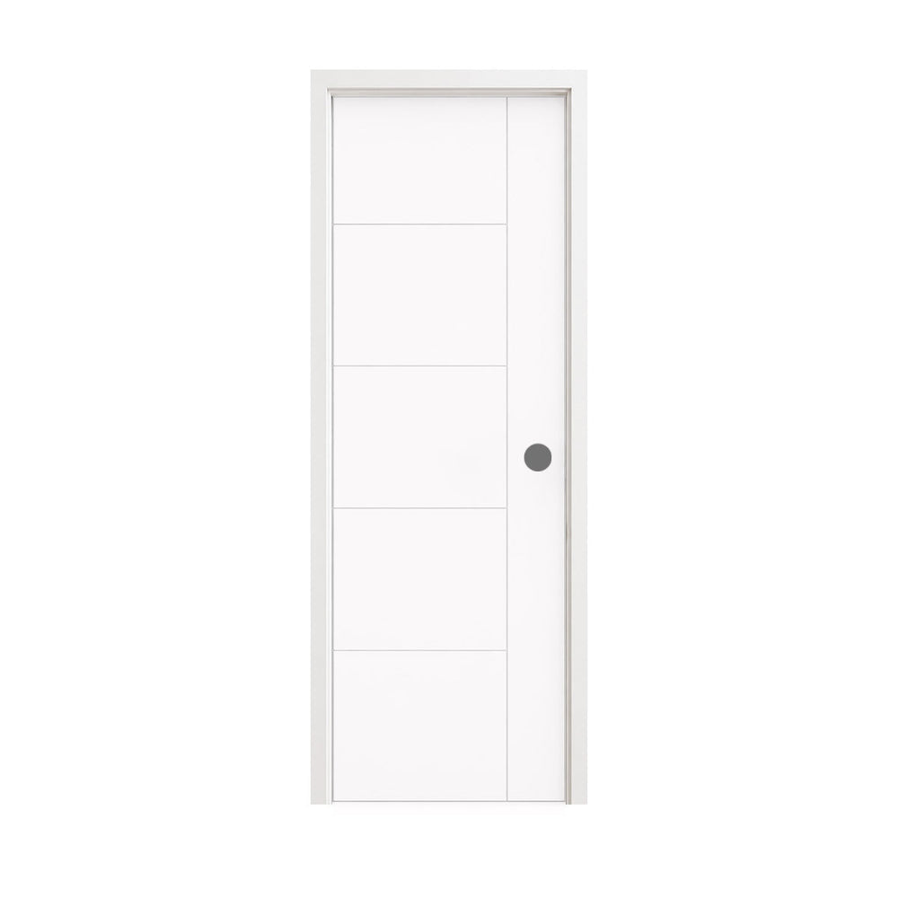 18 in. x 80 in. 1-Panel Shaker Solid Core Primed White MDF Prehung Interior Door with Black Hinges - Interior Doors