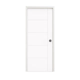 18 in. x 80 in. 1-Panel Shaker Solid Core Primed White MDF Prehung Interior Door with Black Hinges - Interior Doors