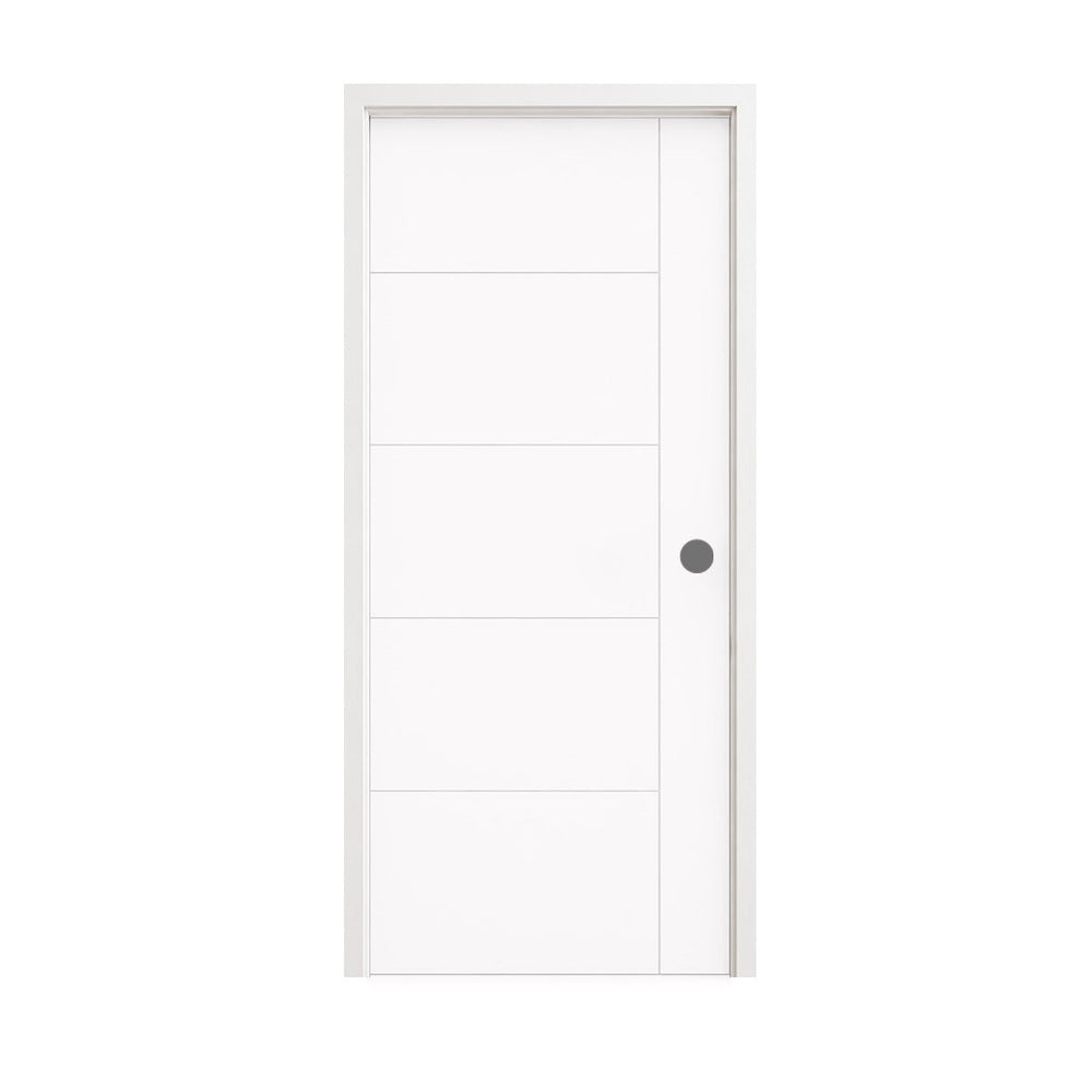 18 in. x 80 in. 1-Panel Shaker Solid Core Primed White MDF Prehung Interior Door with Black Hinges - Interior Doors