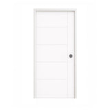 18 in. x 80 in. 1-Panel Shaker Solid Core Primed White MDF Prehung Interior Door with Black Hinges - Interior Doors