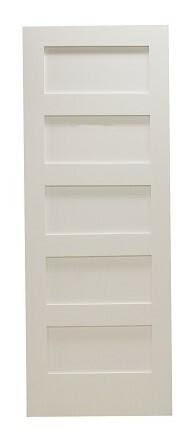 Losa para puerta interior de MDF con imprimación de núcleo sólido de 5 paneles Shaker de 18 in x 8 ft