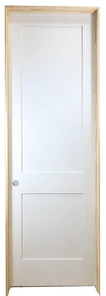 18 in. x 8 ft. White 2-Panel Shaker Solid Core Primed MDF Prehung Interior Door