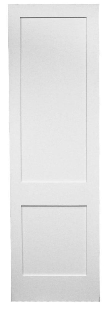 18 in. x 8 ft. White Shaker 2-Panel Solid Core Primed MDF Interior Door Slab
