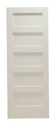 Losa para puerta interior de MDF con imprimación y núcleo sólido de 5 paneles Shaker de 28 in x 6 ft 8 in