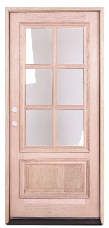 3 ft. x 6 ft. 8 in. Mahogany Prehung Front Door with 6 Lites