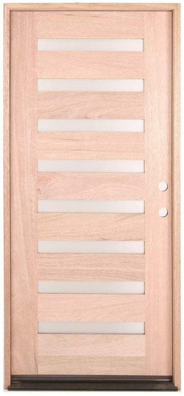 3 ft. x 6 ft. 8 in. Mahogany Exterior Prehung Door Modern 8 Lite Main Layout Photo