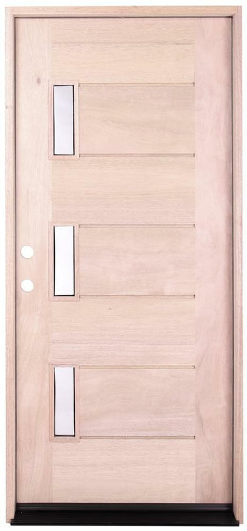 3 ft. x 6 ft. 8 in. Mahogany Prehung Front Door with Three Line Glass