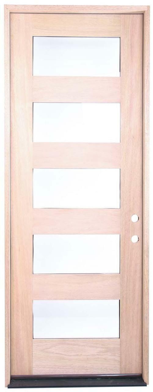 3 ft. x 8 ft. Mahogany Exterior Prehung Door Modern 5 Lite Main Layout Photo