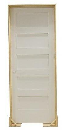 32 in. x 6 ft. 8 in. Shaker 5-Panel Solid Core Primed MDF Prehung Interior Door Main Layout Photo