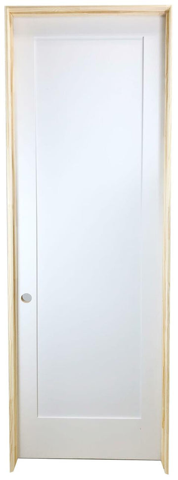 32 in. x 8 ft. White 1-Panel Shaker Solid Core Primed MDF Prehung Interior Door Main Layout Photo