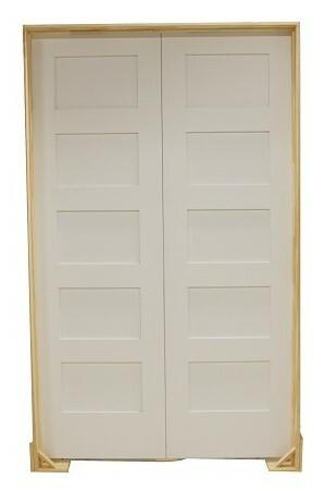3 ft. x 6 ft. 8 in. Shaker 5-Panel Solid Core Primed MDF Prehung Interior French Door