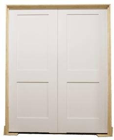 5 ft. x 6 ft. 8 in. White Shaker 2-Panel Solid Core Primed MDF Prehung Interior French Door