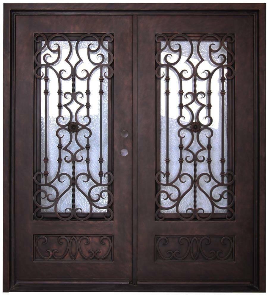 Audrey 3 ft. x 6 ft. 8 in. Exterior Wrought Iron Prehung Double Door Main Layout Photo