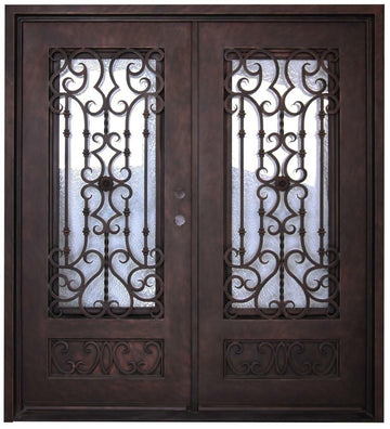 Audrey 3 ft. x 6 ft. 8 in. Exterior Wrought Iron Prehung Double Door Main Layout Photo