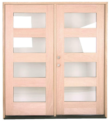 3 ft. x 6 ft. 8 in. Exterior Mahogany Prehung Double 4 Lite Door Main Layout Photo