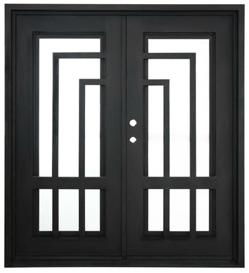 Oslo 3 ft. x 6 ft. 8 in. Exterior Wrought Iron Prehung Double Door Main Layout Photo