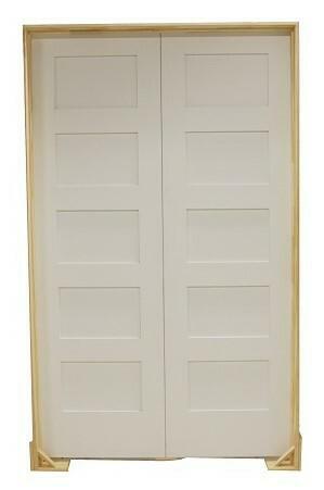 6 ft. x 6 ft. 8 in. Shaker 5-Panel Solid Core Primed MDF Prehung Interior French Door
