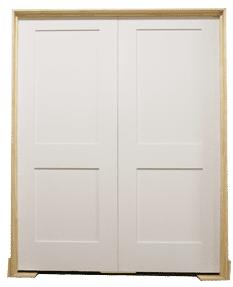 3 ft. x 6 ft. 8 in. White Shaker 2-Panel Solid Core Primed MDF Prehung Interior French Door Main Layout Photo