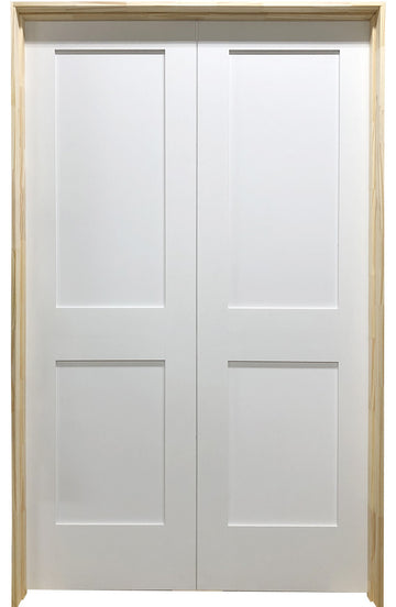 3 ft. x 6 ft. 8 in. White Shaker 2-Panel Solid Core Primed MDF Prehung Interior French Door