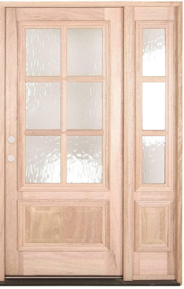 4 ft. 5 in. x6 ft. 8 in. Exterior Mahogany Door with 6 Lites and One Sidelight