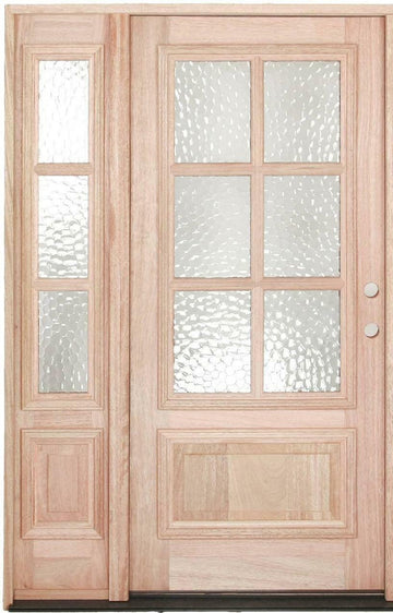 4 ft. 5 in. x6 ft. 8 in. Exterior Mahogany Door with 6 Lites and One Sidelight Main Layout Photo