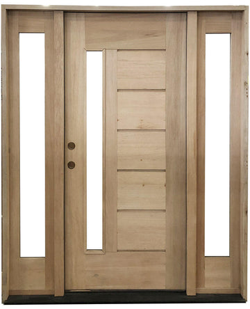 5 ft. 9 in. x 6 ft. 8 in. Mahogany Prehung Front Door  One Line Glass with Two Sidelites