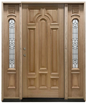 5 ft. 9 in. x 6 ft. 8 in. Mahogany Prehung Front Door with Solid Door And Two Sidelites