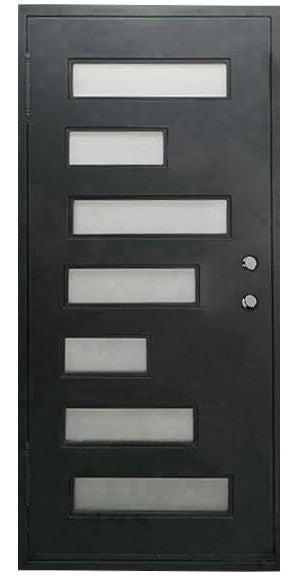 7 Lite 3 ft. x 6 ft. 8 in. Wrought Iron Prehung Front Door