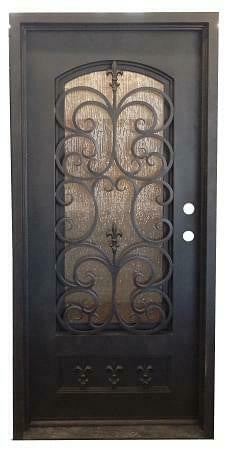 Fleur De Lis 3 ft. x 6 ft. 8 in. Single Wrought Iron Prehung Front Door Main Layout Photo