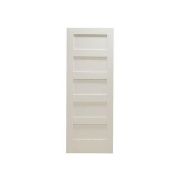 Losa para puerta interior de MDF con imprimación de núcleo sólido de 5 paneles Shaker de 18 in x 8 ft