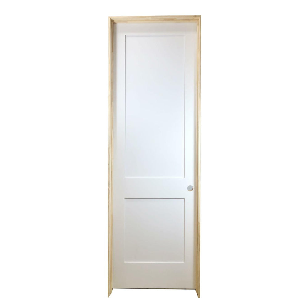 18 in. x 8 ft. White 2-Panel Shaker Solid Core Primed MDF Prehung Interior Door