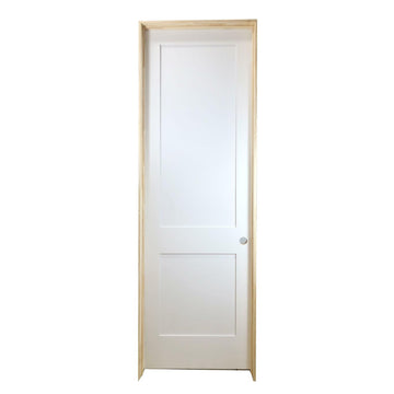 Puerta interior precolgada de MDF con núcleo sólido, imprimada, de 2 paneles, de color blanco, de 18 in x 8 ft