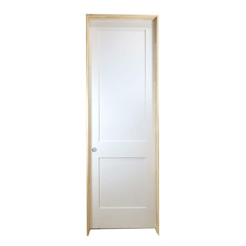 Puerta interior precolgada de MDF con núcleo sólido, imprimada, de 2 paneles, de color blanco, de 18 in x 8 ft