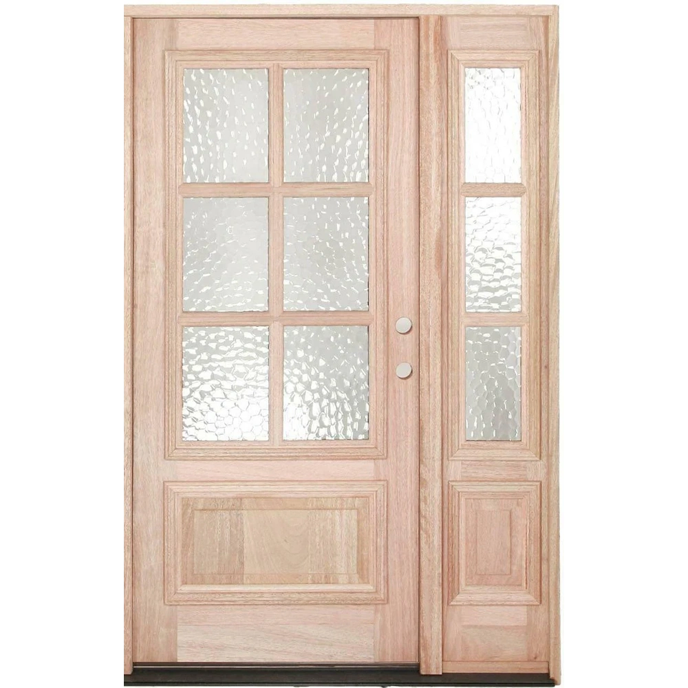 Puerta exterior de caoba de 4 pies 5 pulg. x 6 pies 8 pulg. con 6 paneles y una ventana lateral