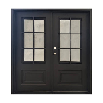 6 ft. x 6 ft. 8 in. 6 Lite Wrought Iron Prehung Front Door