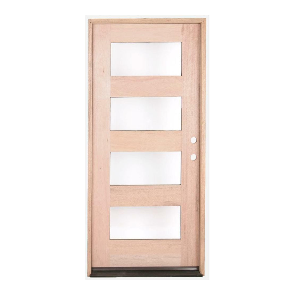 Puerta precolgada exterior de caoba de 3 pies x 6 pies 8 pulgadas, moderna, de 4 lados