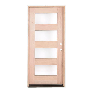 3 ft. x 6 ft. 8 in. Mahogany Exterior Prehung Door Modern 4 Lite