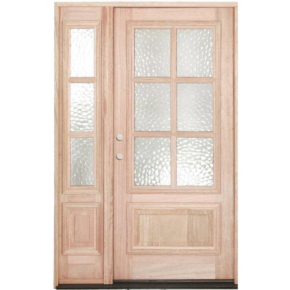 Puerta exterior de caoba de 4 pies 5 pulg. x 6 pies 8 pulg. con 6 paneles y una ventana lateral