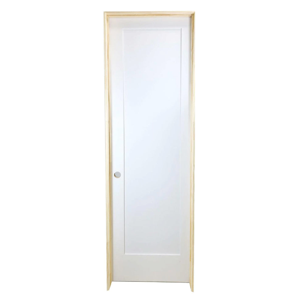 Puerta interior precolgada de MDF con núcleo sólido, imprimada, de 1 panel, color blanco, estilo Shaker, de 1/6 x 6/8