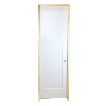 Puerta interior precolgada de MDF con núcleo sólido, imprimada, de 1 panel, color blanco, estilo Shaker, de 1/6 x 6/8