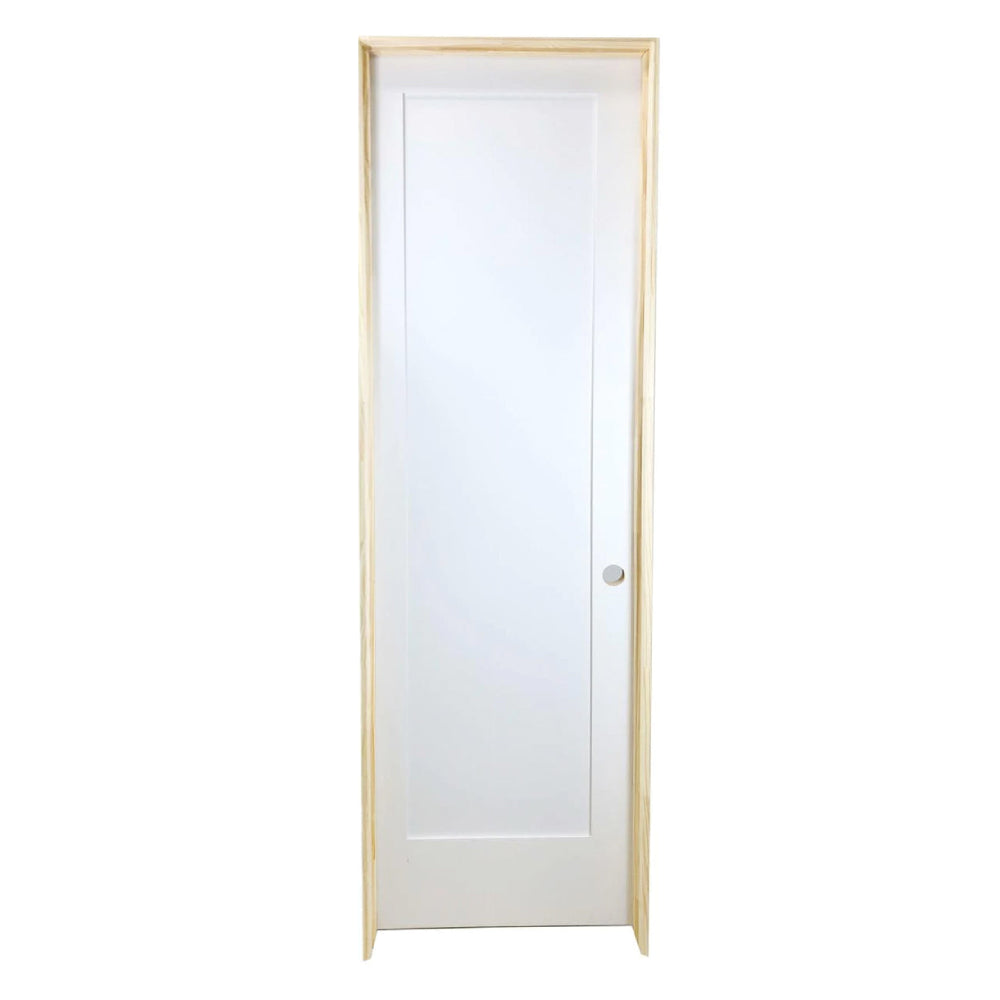 Puerta interior precolgada de MDF con núcleo sólido, imprimada, de 1 panel, color blanco, estilo Shaker, de 1/6 x 6/8