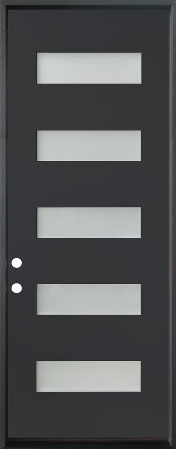 3/0x8/0 Single Prehung Fiberglass Door with 5 Lites in Black