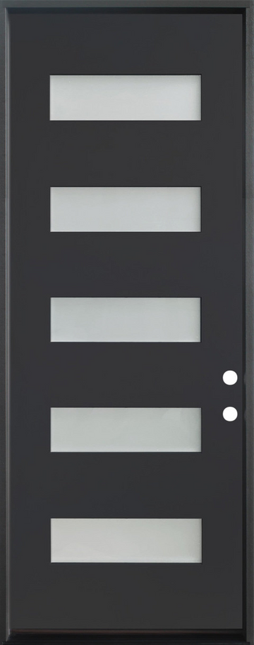 3/0x8/0 Single Prehung Fiberglass Door with 5 Lites in Black