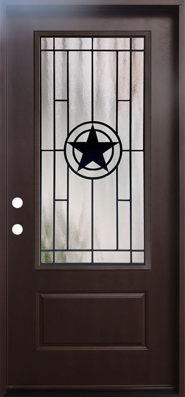 Texas Star 3/0x6/8 Single Prehung Fiberglass Door in Dark Brown